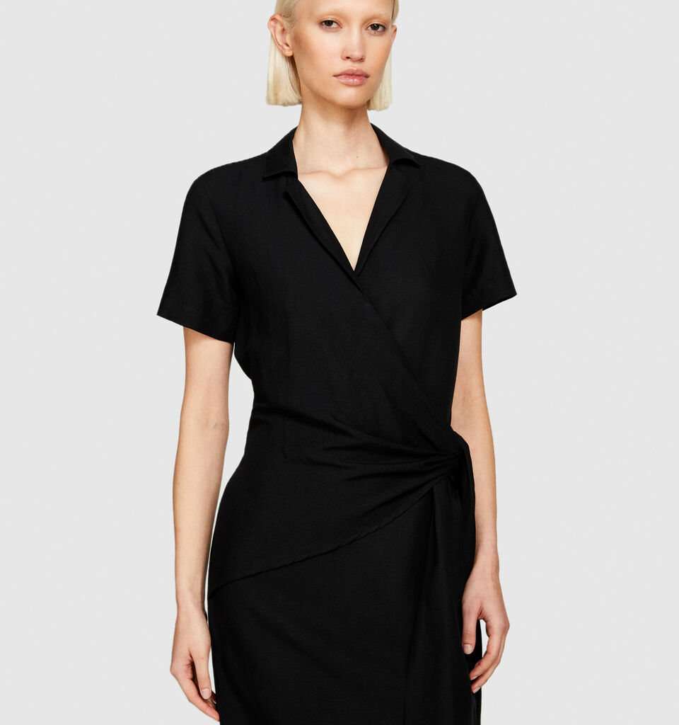 Midi dress with twist - women's midi dresses - Black | Sisley image number 4